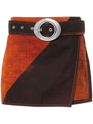 Louisa Ballou wrap-design denim skirt - Orange