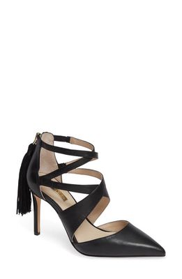 Louise et Cie Jemmy Strappy Pointy-Toe Pump in Black Leather