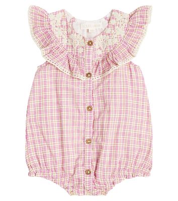Louise Misha Baby Jade ruffled checked cotton playsuit