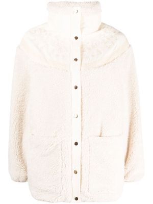 Louise Misha embroidered faux-shearling jacket - Neutrals
