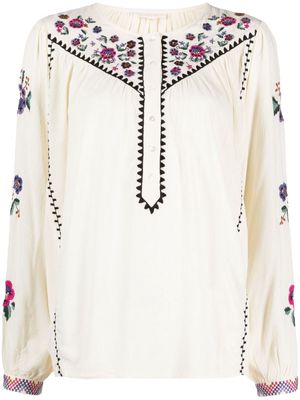 Louise Misha Izzis floral-embroidered blouse - Neutrals