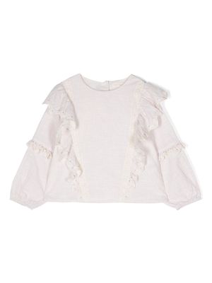 Louise Misha ruffled-trim cotton blouse - White