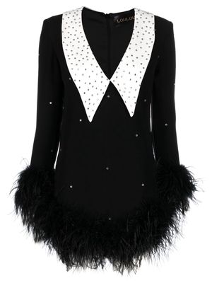 Loulou Annika feather-trim minidress - Black