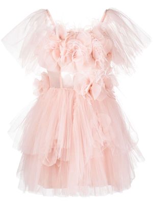 Loulou appliqué-detail ruffled minidress - Pink