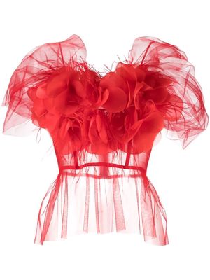 Loulou appliqué-detail top - Red