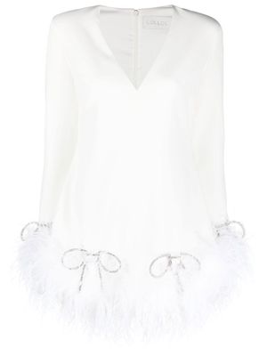 Loulou bow-embellished feather-trim dress - White