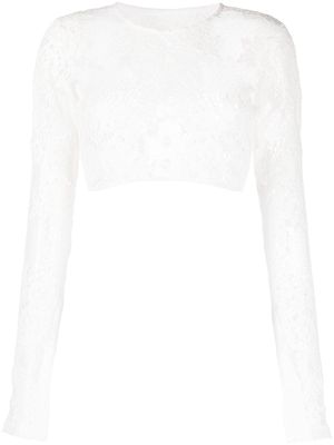 Loulou crochet-knit cropped top - White