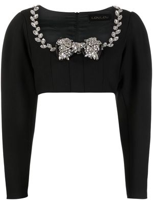 Loulou cropped embellished-bow blouse - Black