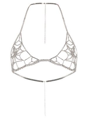 Loulou crustal-embellished triangle-cut top - Silver