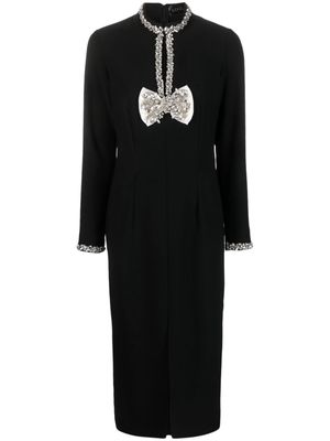 Loulou crystal-embellished bow midi dress - Black