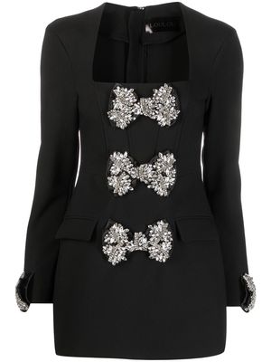 Loulou crystal-embellished bow mini dress - Black
