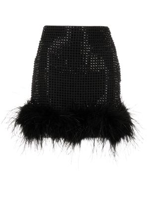 Loulou crystal-embellished feather-trimmed miniskirt - Black