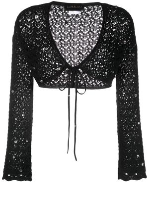 Loulou crystal-embellished knit top - Black