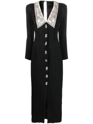 Loulou crystal-embellished pointed-collar dress - Black