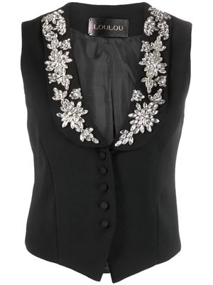 Loulou crystal-embellished sleeveless waistcoat - Black