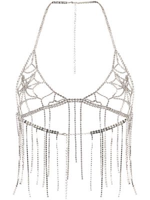 Loulou crystal-embellished triangle-cup top - Silver