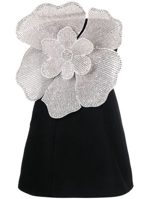 Loulou flower-appliqué bandeau minidress - Black
