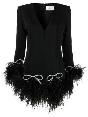 Loulou Georgina feather-trim minidress - Black
