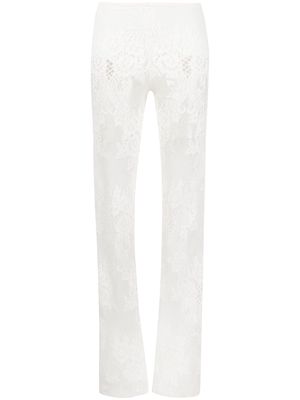 Loulou high-waist flared lace trousers - White