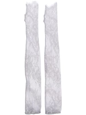 Loulou lace-pattern long gloves - Grey