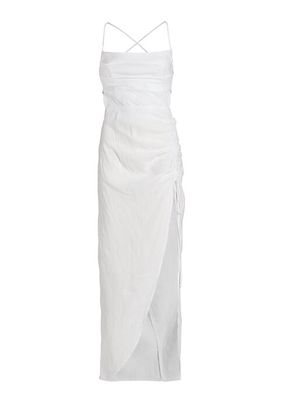 Loulou Linen Ruched Maxi Dress