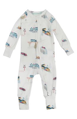 Loulou Lollipop All Aboard Fitted One-Piece Pajamas in White/Multi