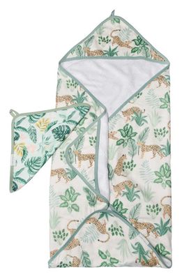 Loulou Lollipop Hooded Towel & Washcloth Set in Tropical Jungle