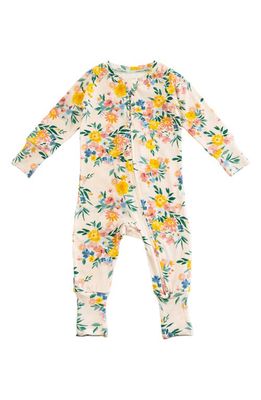 Loulou Lollipop Print Convertible Footie Pajamas in Beige/Floral Multi Colour