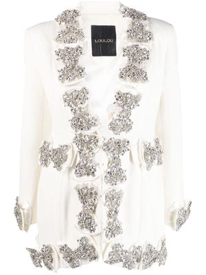 Loulou Marie crystal-embellished bow blazer - Neutrals