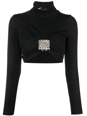 Loulou Mera crystal-embellished cropped jumper - Black