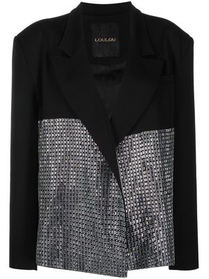 Loulou notched-lapels crystal embellished blazer - Black