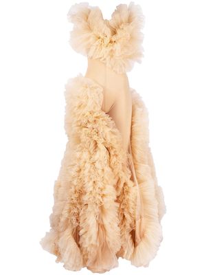 Loulou ruffle tulle gown - Neutrals