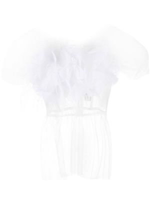Loulou sheer feather-trim blouse - White