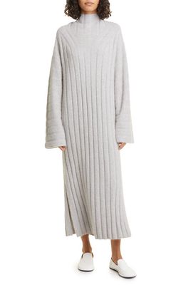 Loulou Studio Badu Long Sleeve Wool & Yak Hair Blend Rib Sweater Dress in Grey
