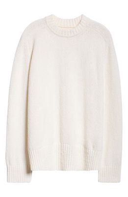 Loulou Studio Canillo Cotton Blend Crewneck Sweater in Rice Ivory