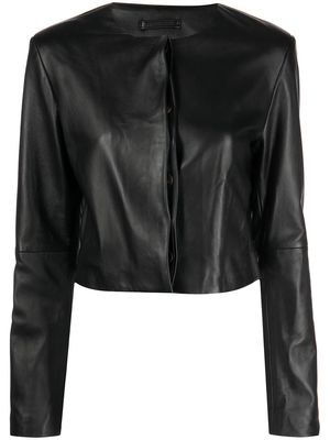 Loulou Studio cropped leather jacket - Black