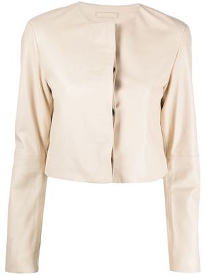 Loulou Studio cropped leather jacket - Neutrals