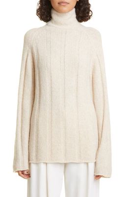 Loulou Studio Donna Cashmere Blend Turtleneck Sweater in Cream