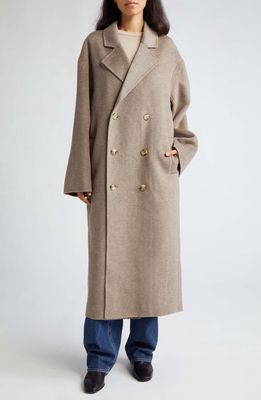 Loulou Studio Double Breasted Wool & Cashmere Coat in Beige Melange