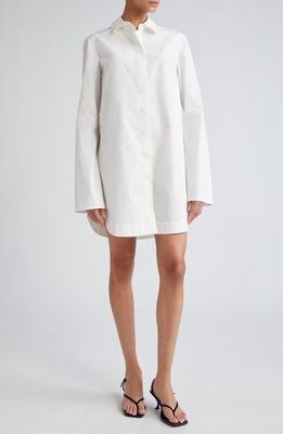 Loulou Studio Eknath Long Sleeve Cotton Poplin Shirtdress in White