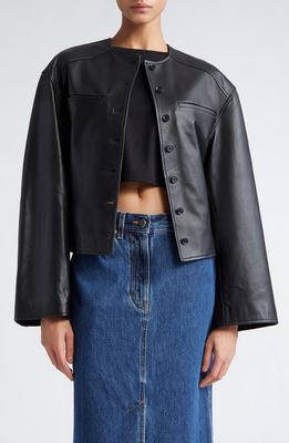 Loulou Studio Leather Crop Jacket in Black