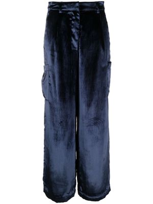 Loulou Studio Luli velvet cargo trousers - Blue