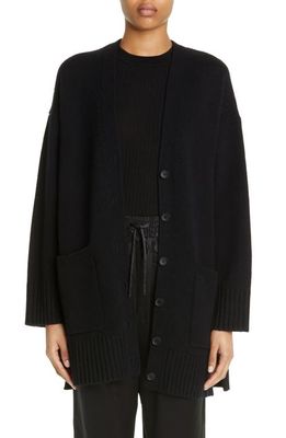 Loulou Studio Maio V-Neck Wool & Cashmere Cardigan in Black