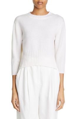 Loulou Studio Mora Three-Quarter Sleeve Cashmere Sweater in Ivory