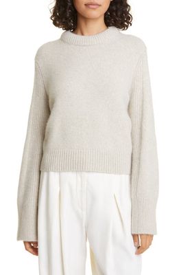 Loulou Studio Otavi Mixed Stitch Wool & Yak Hair Blend Sweater in Stone