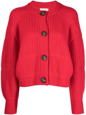 Loulou Studio ribbed-knit cashmere cardigan - Red