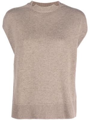 Loulou Studio ribbed-knit short-sleeved sweater - Brown
