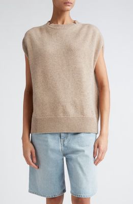 Loulou Studio Sagar Cap Sleeve Wool & Cashmere Sweater in Beige Melange