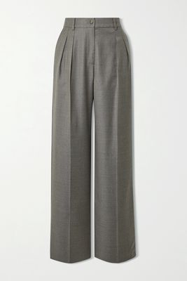 LOULOU STUDIO - Sbiru Pleated Wool Wide-leg Pants - Gray
