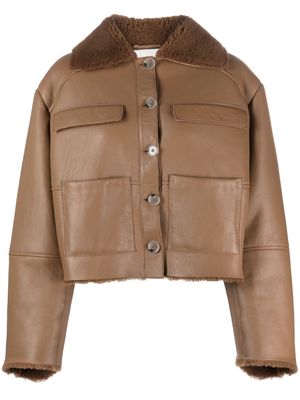 Loulou Studio shearling-collar leather jacket - Brown